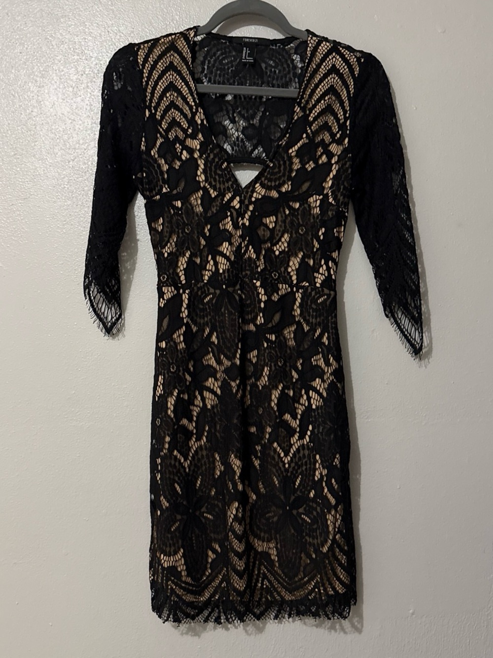 Forever 21 lace sheath mini dress with open back